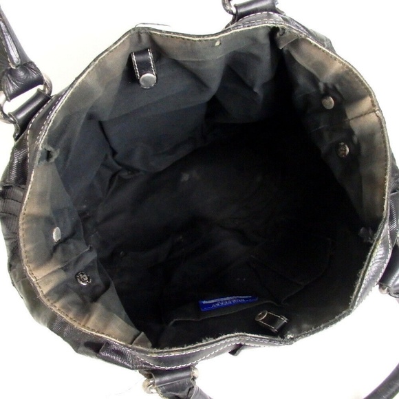 BURBERRY BLUE LABEL Black bag PVC satchel silver - Picture 3 of 8
